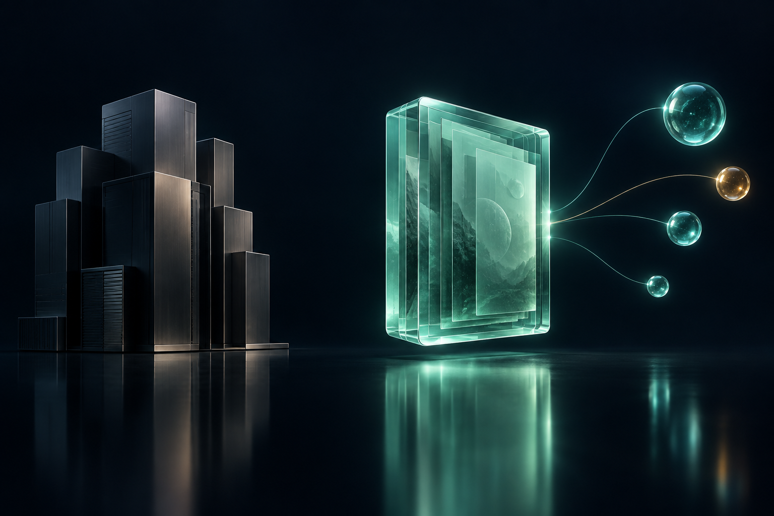 Agent orbs reach a mint context layer beside a separate graphite production environment.